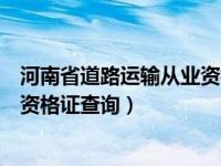 河南省道路运输从业资格证查询系统（河南省道路运输从业资格证查询）