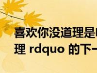 喜欢你没道理是啥意思（ldquo 喜欢你没道理 rdquo 的下一句是）