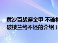 黄沙百战穿金甲 不破楼兰终不还（关于黄沙百战穿金甲 不破楼兰终不还的介绍）