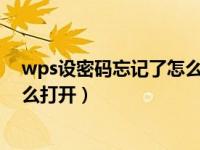 wps设密码忘记了怎么打开（wps文档忘记密码了 咋办 怎么打开）