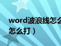 word波浪线怎么打才能出来（word波浪线怎么打）