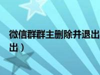 微信群群主删除并退出别人会知道吗（微信群群主删除并退出）