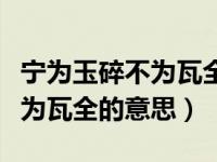 宁为玉碎不为瓦全的意思是什么（宁为玉碎不为瓦全的意思）