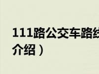 111路公交车路线（关于111路公交车路线的介绍）