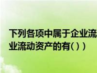 下列各项中属于企业流动资产的有什么（下列各项中属于企业流动资产的有( )）