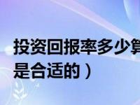 投资回报率多少算是标准（投资回报率多少算是合适的）