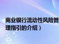 商业银行流动性风险管理指引（关于商业银行流动性风险管理指引的介绍）