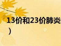 13价和23价肺炎疫苗（13价和23价肺炎疫苗）