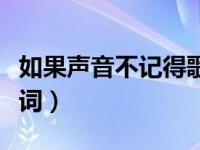 如果声音不记得歌词含义（如果声音不记得歌词）