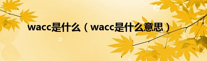 wacc是什么（wacc是什么意思）